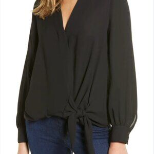Chelsea28 Black Wrap Blouse